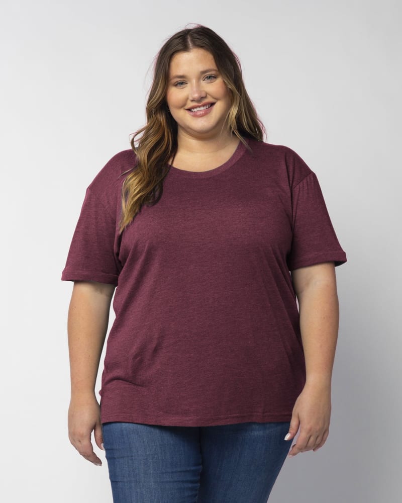 Front of a model wearing a size 1X Must Have Tee in Maroon by chicka-d. | dia_product_style_image_id:289438